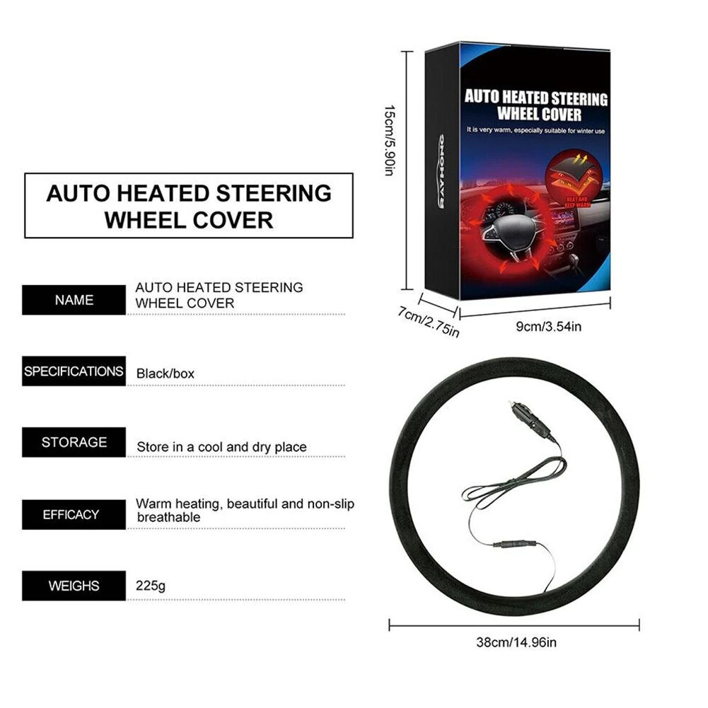 Heated Steering Wheel Protective Cover Universal Car Fast Hand Warmer Car Steering Wheel Heater Auto Parts Hand Warmer — view 8