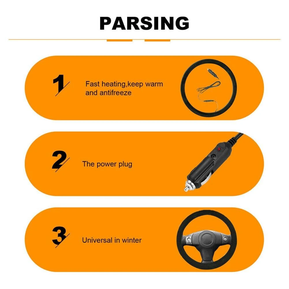 Heated Steering Wheel Protective Cover Universal Car Fast Hand Warmer Car Steering Wheel Heater Auto Parts Hand Warmer — view 9