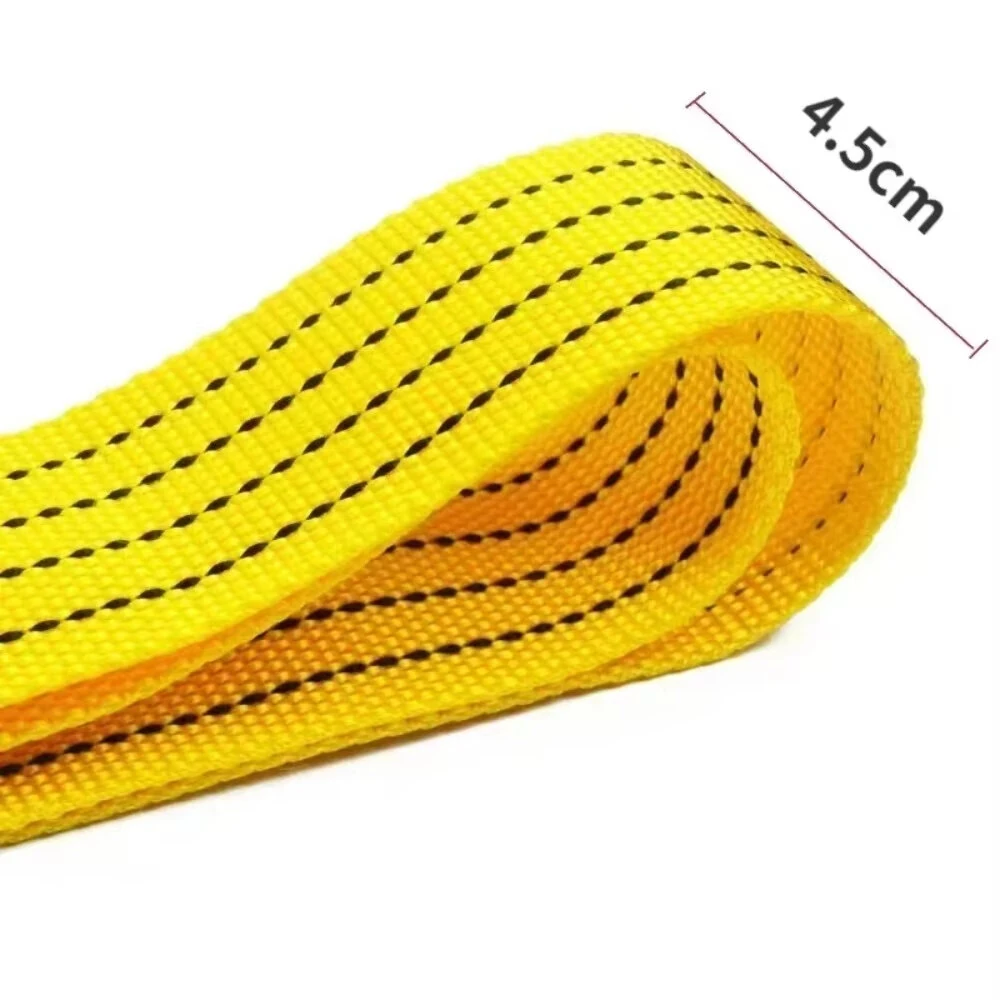 Heavy Duty 4M Car Tow Cable 5 Ton Trailer Rope Towing Pull Rope with Hooks Van Road Recovery Fluorescent Yellow — view 3