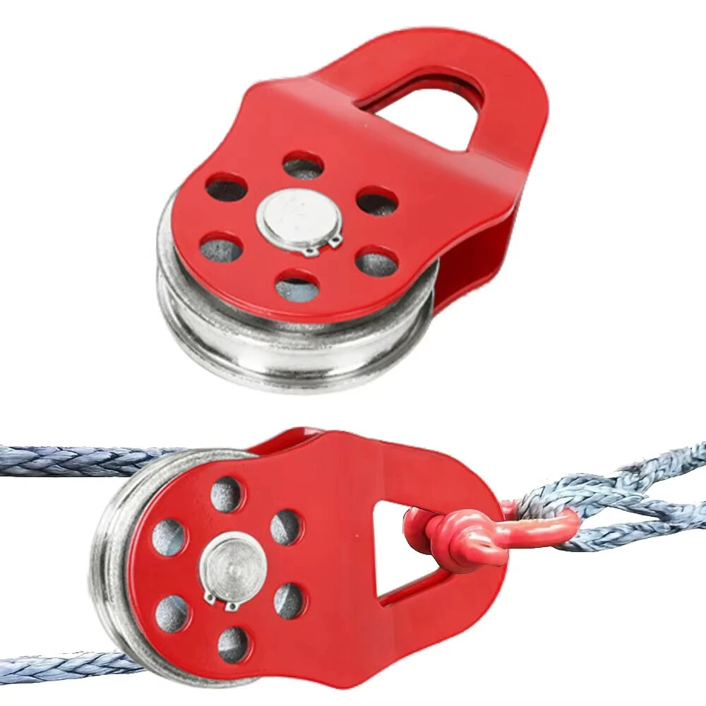 Heavy Duty Winch Pulley 6 Ton Capacity Alloy Steel Red Snatch Block for Towing Synthetic Rope Steel Cable ATV UTV Tractor Truck — view 3
