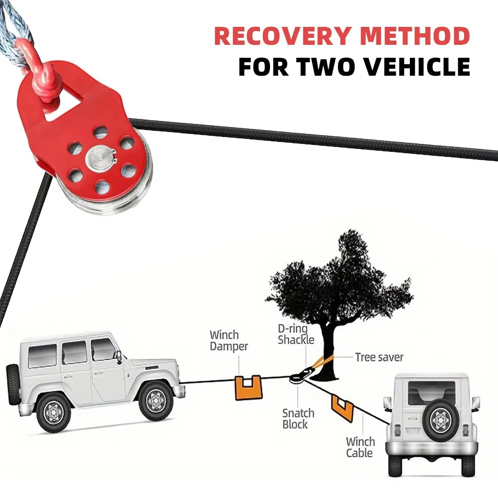 Heavy Duty Winch Pulley 6 Ton Capacity Alloy Steel Red Snatch Block for Towing Synthetic Rope Steel Cable ATV UTV Tractor Truck — view 4