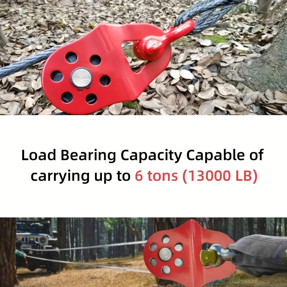 Heavy Duty Winch Pulley 6 Ton Capacity Alloy Steel Red Snatch Block for Towing Synthetic Rope Steel Cable ATV UTV Tractor Truck — view 6