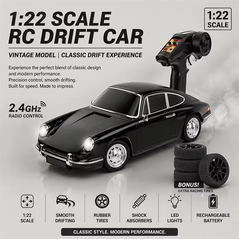 HELIWAY HKRC 2025P 2025W RTR 1/22 2.4G 4WD Drift RC Car Full Proportional LED Light Simulation Collectible Vintage Retro On-Road Racing Classic Remote Control Vehicles Model Toys — view 3