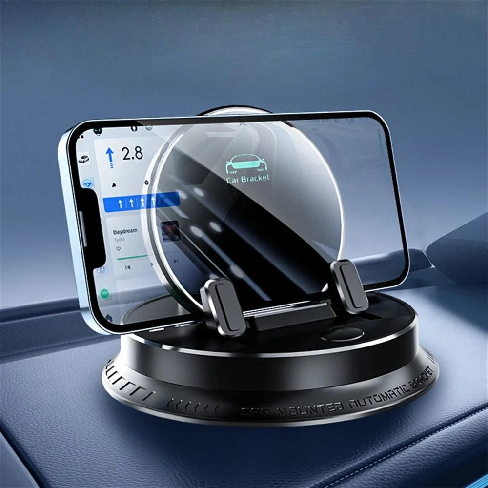 HELLOLEIBOO Portable Smart Wireless Charging Dashboard Phone Holder 360 Degree Rotation Auto Lock Stand Universal — image 1