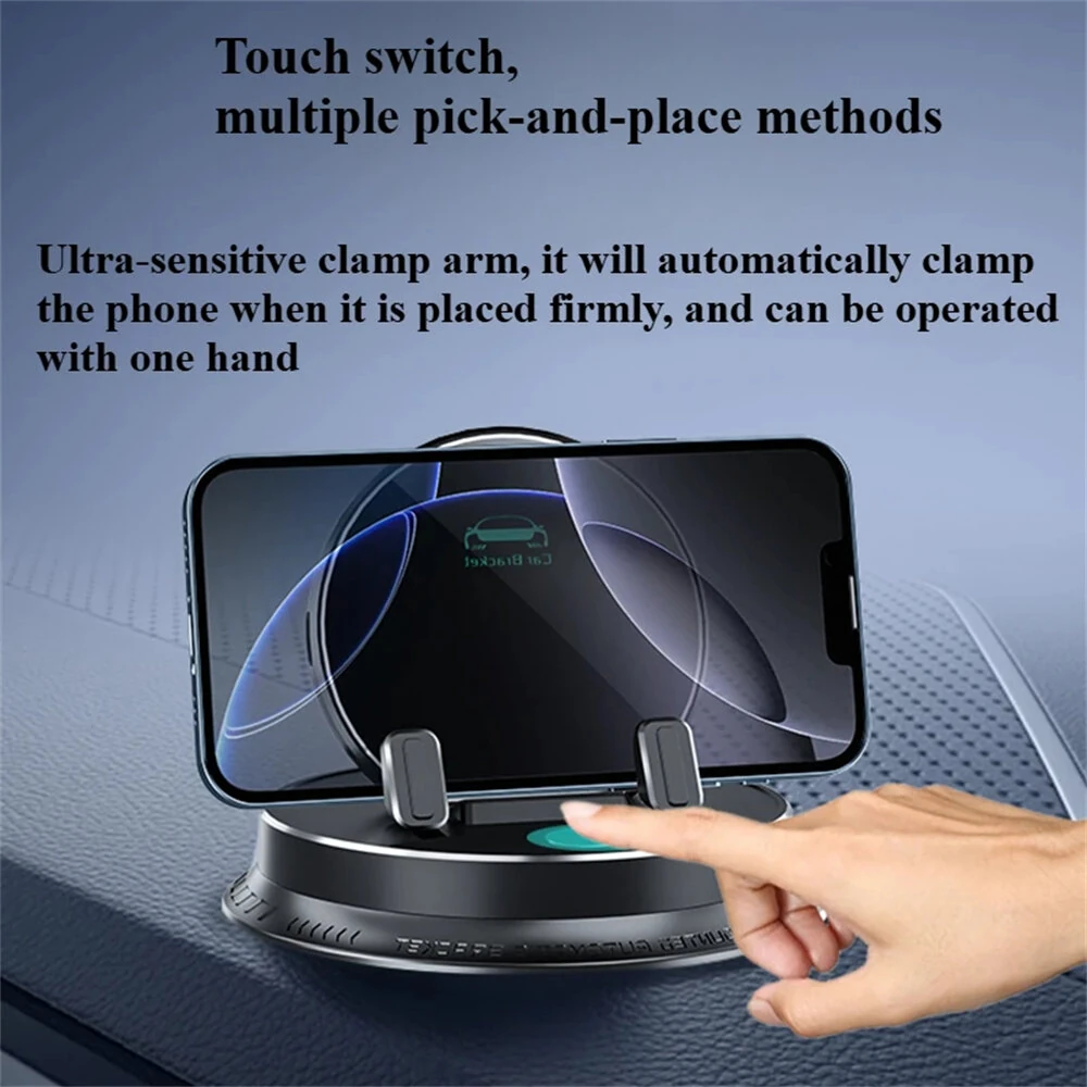 HELLOLEIBOO Portable Smart Wireless Charging Dashboard Phone Holder 360 Degree Rotation Auto Lock Stand Universal — view 4