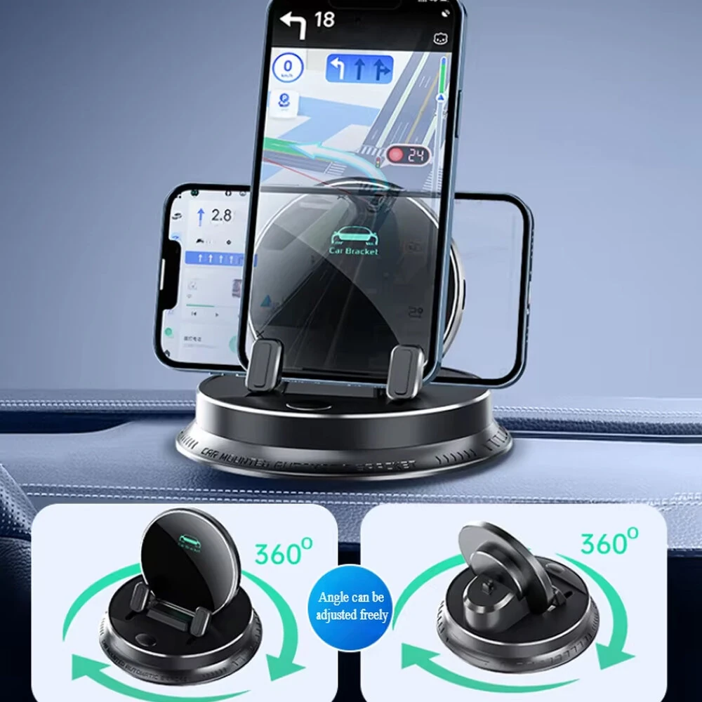 HELLOLEIBOO Portable Smart Wireless Charging Dashboard Phone Holder 360 Degree Rotation Auto Lock Stand Universal — view 5