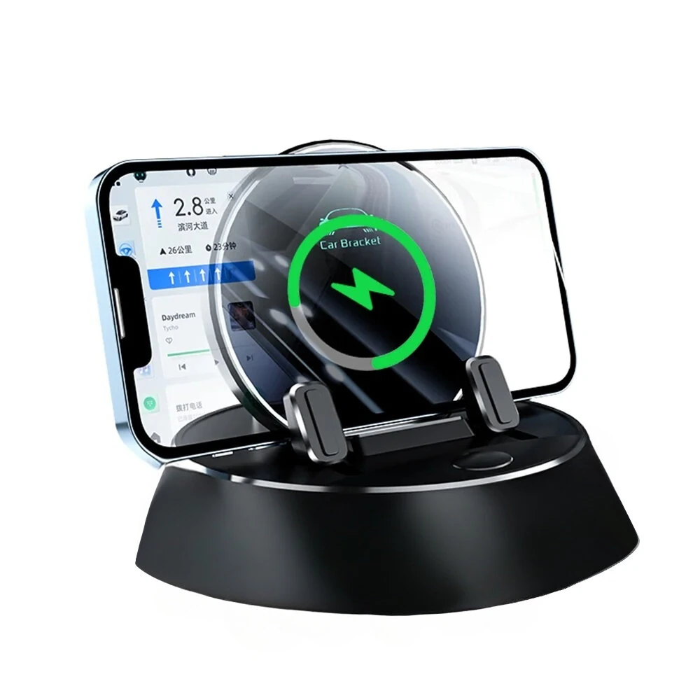 HELLOLEIBOO Portable Smart Wireless Charging Dashboard Phone Holder 360 Degree Rotation Auto Lock Stand Universal — view 7