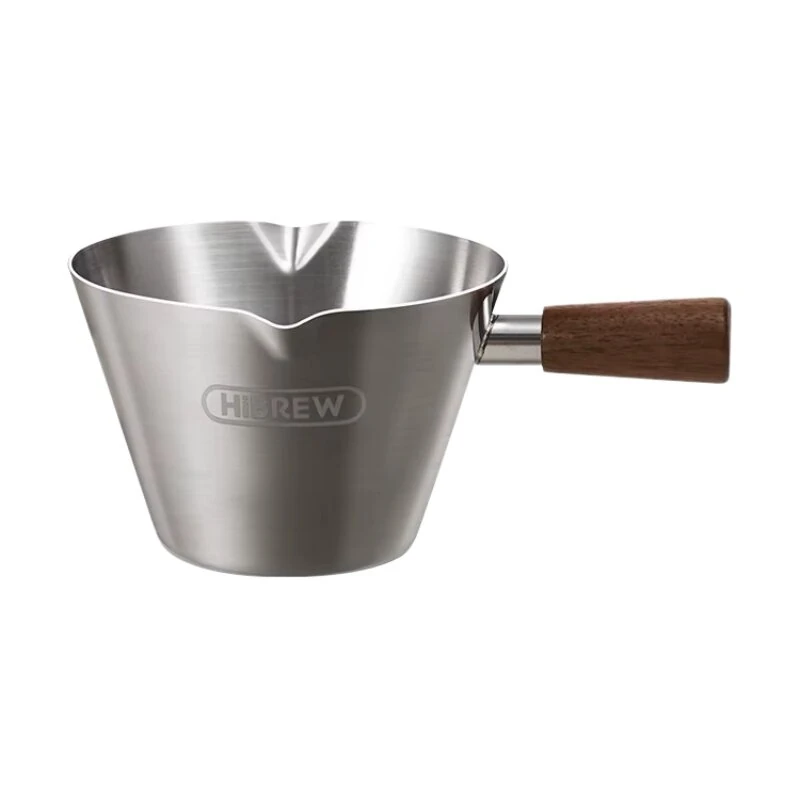 HiBREW 100ml Espresso Measuring Cup 304 Stainless Steel Coffee Dosing Cup with Walnut Wood Handle for Espresso Machine