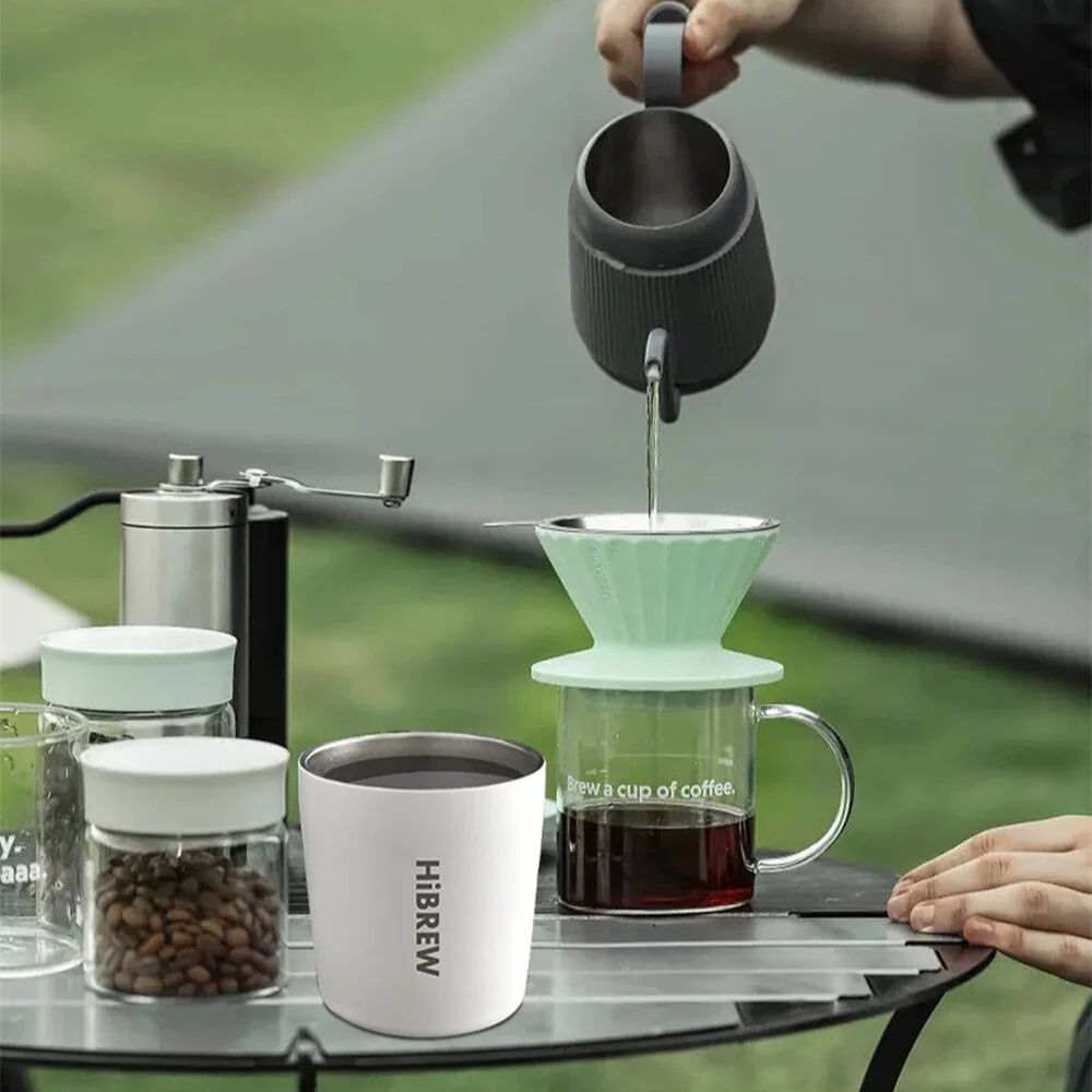 HiBREW 240ml Portable Hanging Ear Style Coffee Thermal Mug Foldable Filter Stainless Steel Double Wall Vacuum Insulated Coffee Cup — view 5