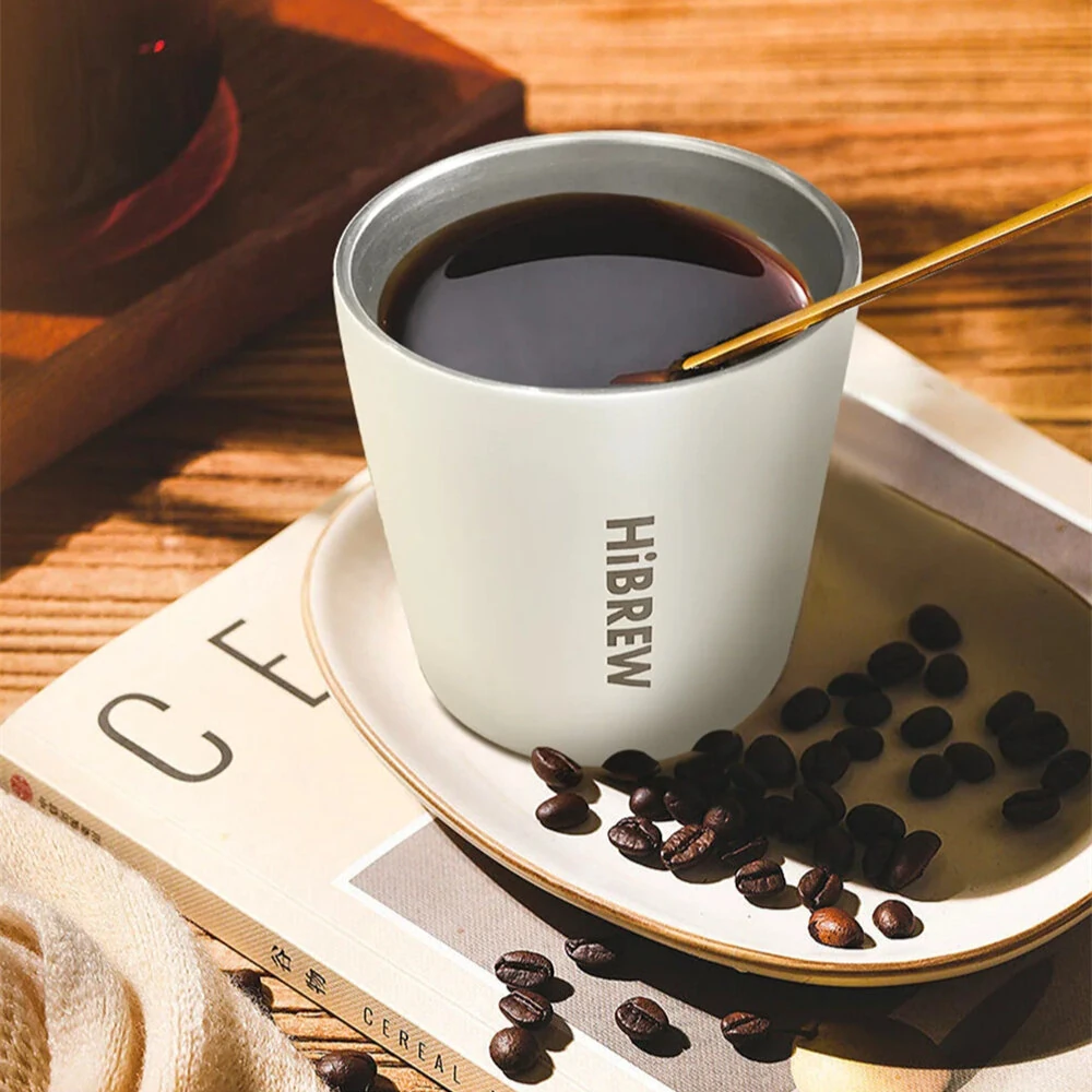 HiBREW 240ml Portable Hanging Ear Style Coffee Thermal Mug Foldable Filter Stainless Steel Double Wall Vacuum Insulated Coffee Cup — view 6