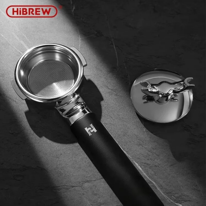 HiBREW V61 58MM Portafilter 2-In-1 Bottomless & Dual Spout Coffee Handle 304 Stainless Steel with Filter Basket for H21 Espresso Machine — view 5