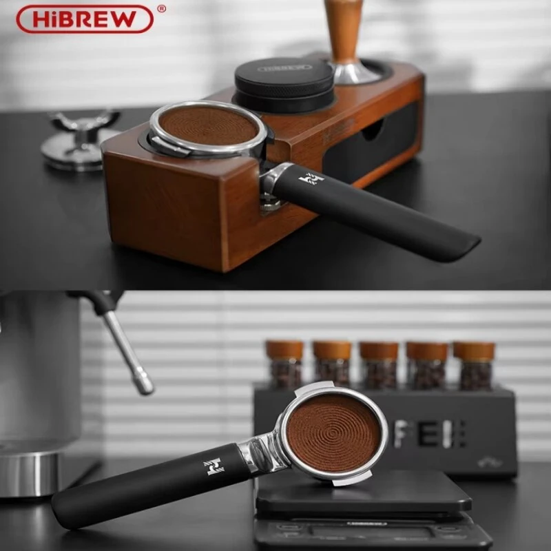 HiBREW V61 58MM Portafilter 2-In-1 Bottomless & Dual Spout Coffee Handle 304 Stainless Steel with Filter Basket for H21 Espresso Machine — view 8