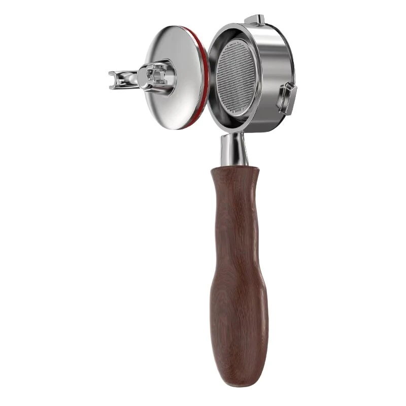 HiBREW V7 58MM Portafilter 2-In-1 Bottomless & Dual Spout Coffee Handle 304 Stainless Steel Wooden Handle For H7A/ H7B/ H13 Espresso Machine