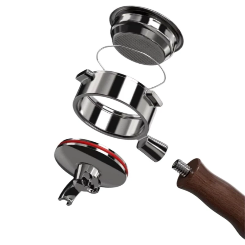 HiBREW V7 58MM Portafilter 2-In-1 Bottomless & Dual Spout Coffee Handle 304 Stainless Steel Wooden Handle For H7A/ H7B/ H13 Espresso Machine — view 3