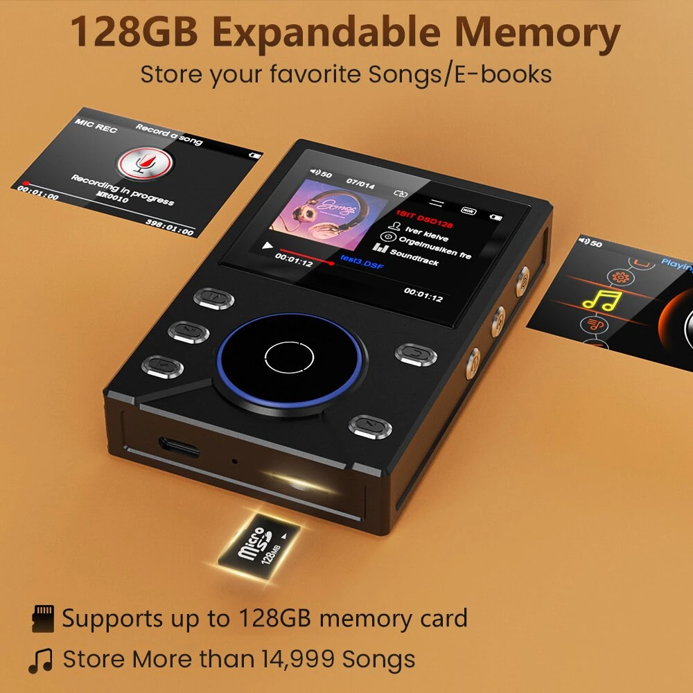 HIFI-02 HiFi Audio Player DSD256 Hard Decode Lossless Music Player bluetooth LDAC 3000mAh Zinc Alloy Body Portable MP3 Player — view 6