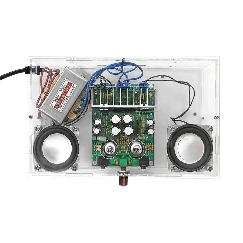 HIFI 6J1 Tube Amplifier DIY Kit Clear Acrylic Case High Fidelity Sound 105dB SNR Dual 12V Power Support MP3 Smartphone Tablet Computer — view 3