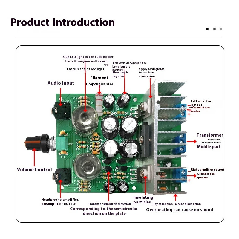 HIFI 6J1 Tube Amplifier DIY Kit Clear Acrylic Case High Fidelity Sound 105dB SNR Dual 12V Power Support MP3 Smartphone Tablet Computer — view 4