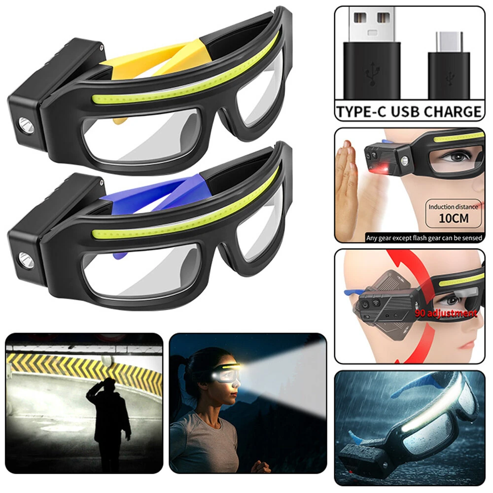 High Brightness LED Headlamp 90°Adjustable Job Site & Security Lighting 5 Modes Rechargeable Flashlight Wave Sensor Control — view 2
