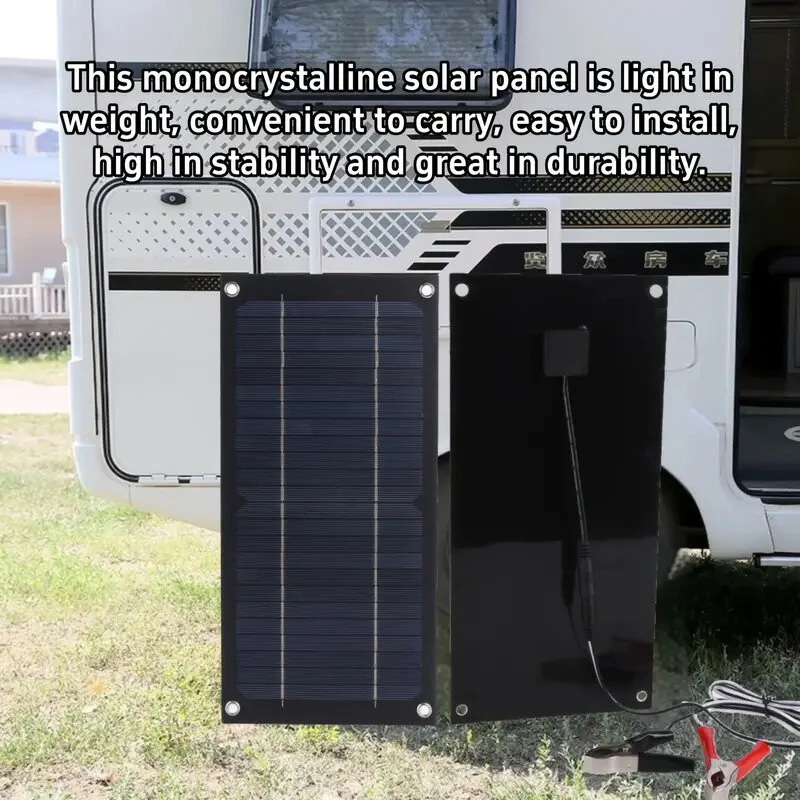High Efficiency 600W Solar Panel Charger Monocrystalline Silicon Portable Kit 100A Charge Controller Extension Cable Battery Clip for RV Outdoor Camping Green Energy — view 3