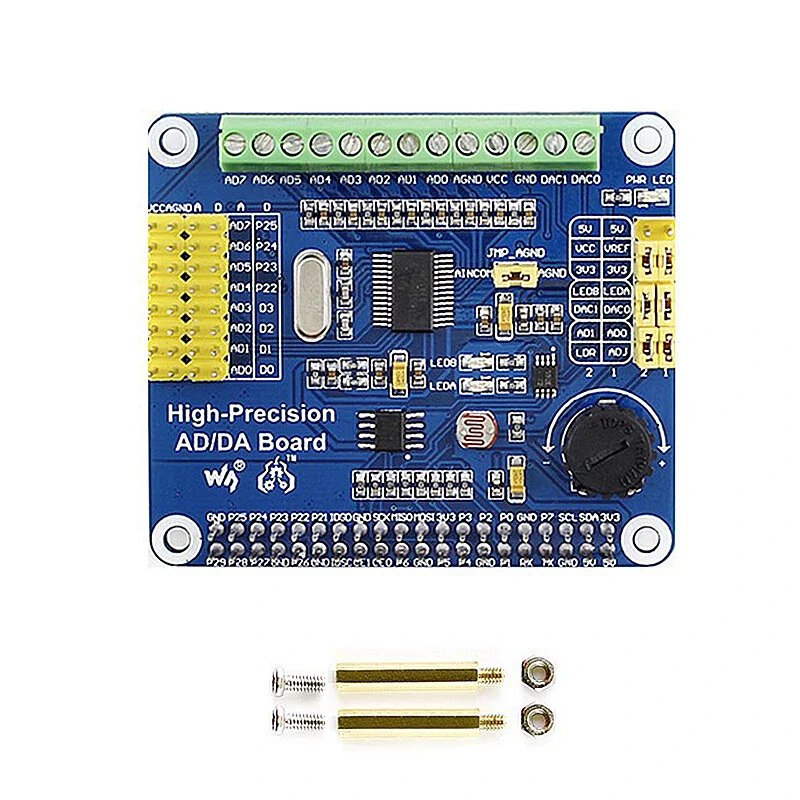 High-Precision AD/DA Digital Analog Module Expansion Board for Raspberry Pi 4B/3B+ Compatible with Jetson Nan Module — High-Precision