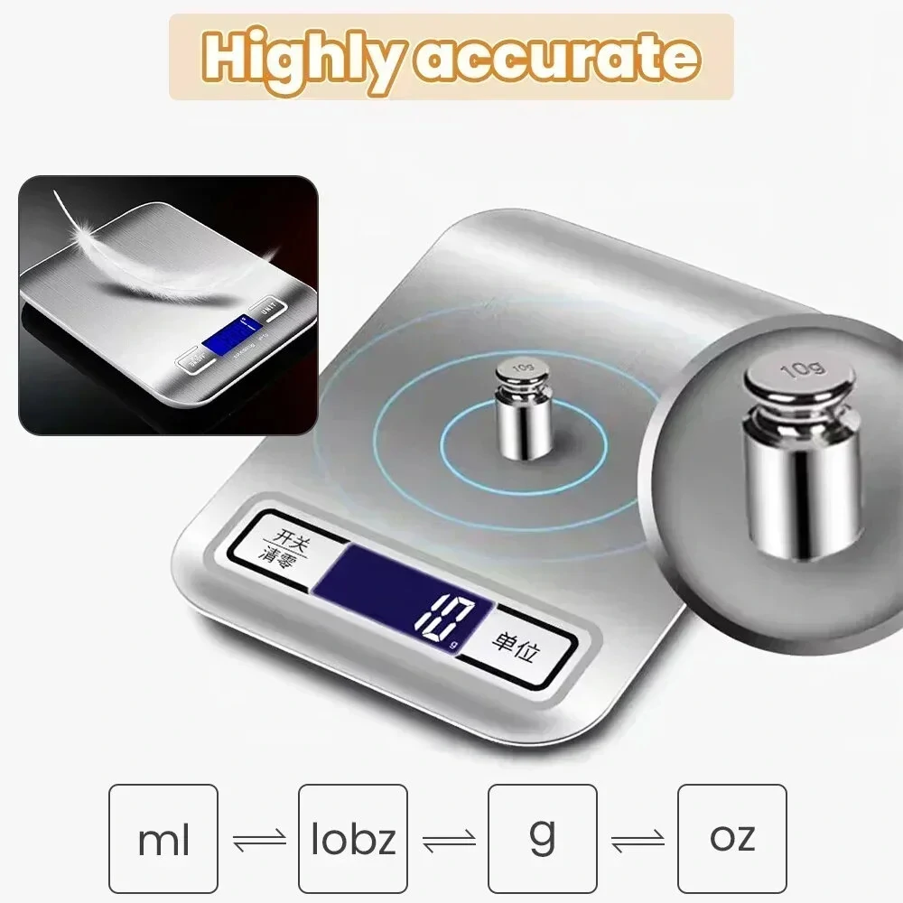 High Precision Kitchen Scale LCD Electronic Measuring Digital Display 10kg Portable Baking Scales Milk Coffee bean Weight Tools — view 4