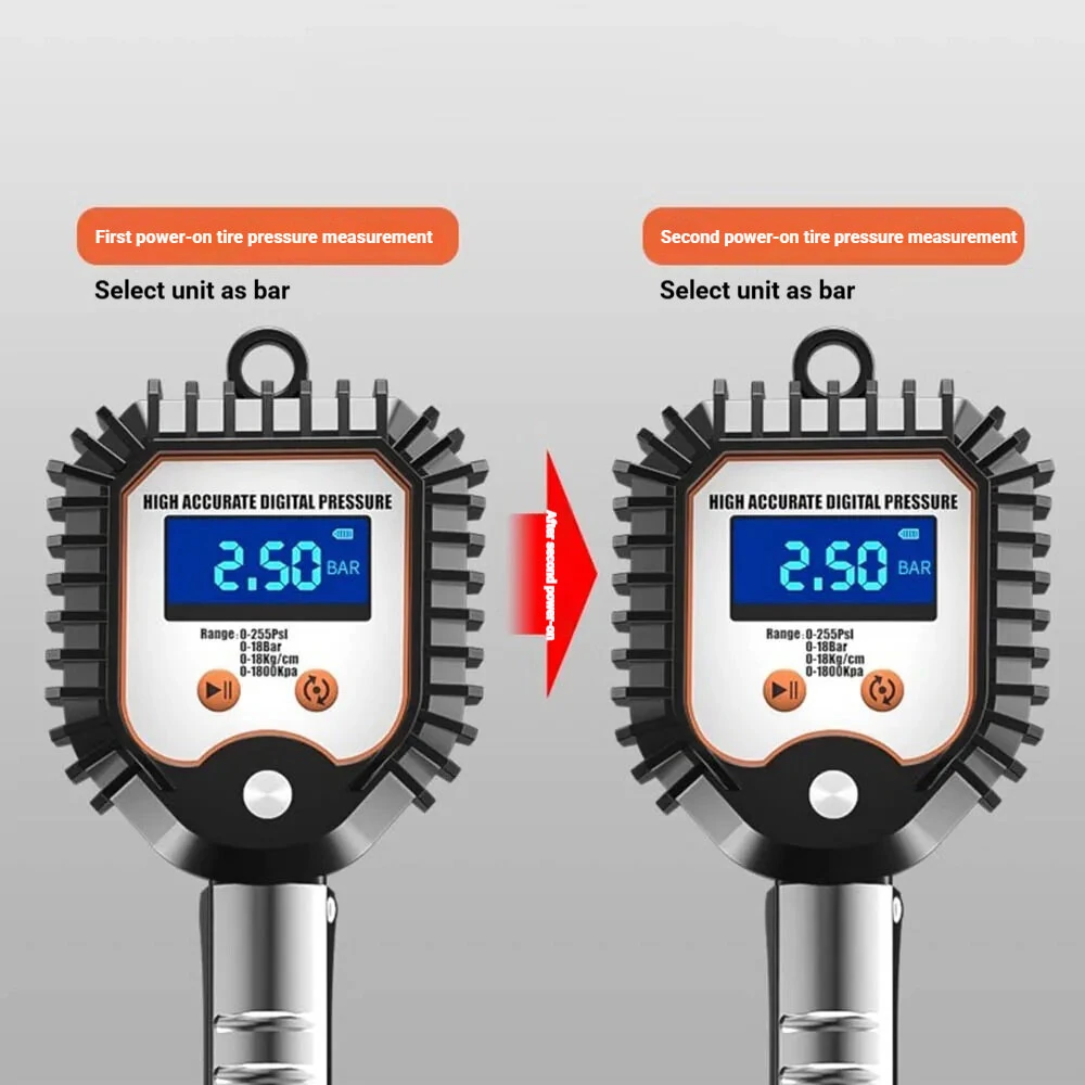 High-Precision LED Digital Display Tire Inflation Meter Car Tires Pressure Meter Barometer Automotive Tool — view 2