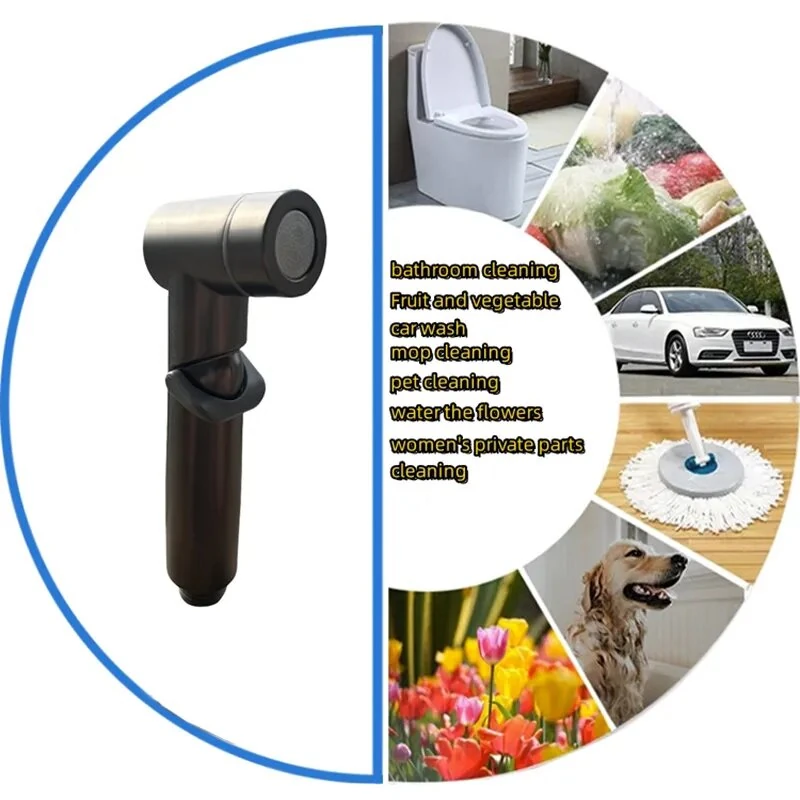 High Pressure Booster Toilet Spray Gun Faucet Copper Dual Control Valve Handheld Bidet Sprayer Toilet Cleaning Hygienic Shower for Bathroom Accessories — view 3