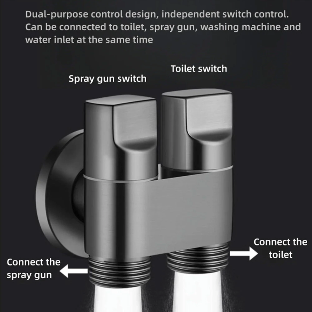 High Pressure Booster Toilet Spray Gun Faucet Copper Dual Control Valve Handheld Bidet Sprayer Toilet Cleaning Hygienic Shower for Bathroom Accessories — view 6