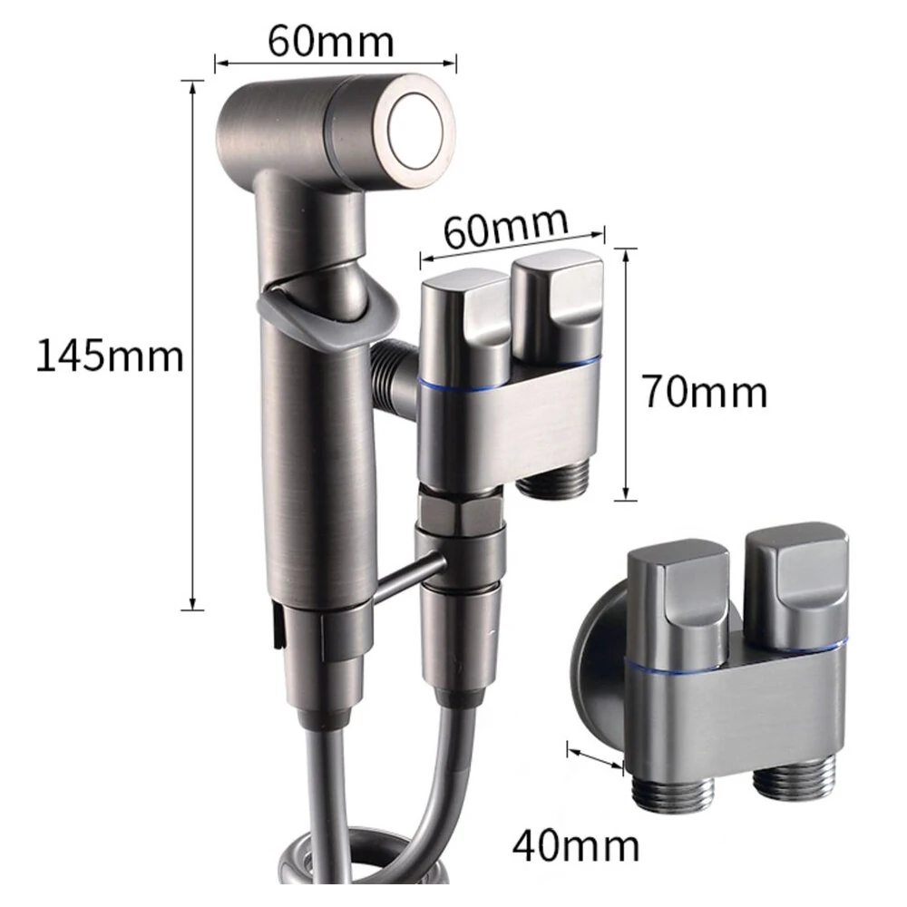 High Pressure Booster Toilet Spray Gun Faucet Copper Dual Control Valve Handheld Bidet Sprayer Toilet Cleaning Hygienic Shower for Bathroom Accessories — view 7