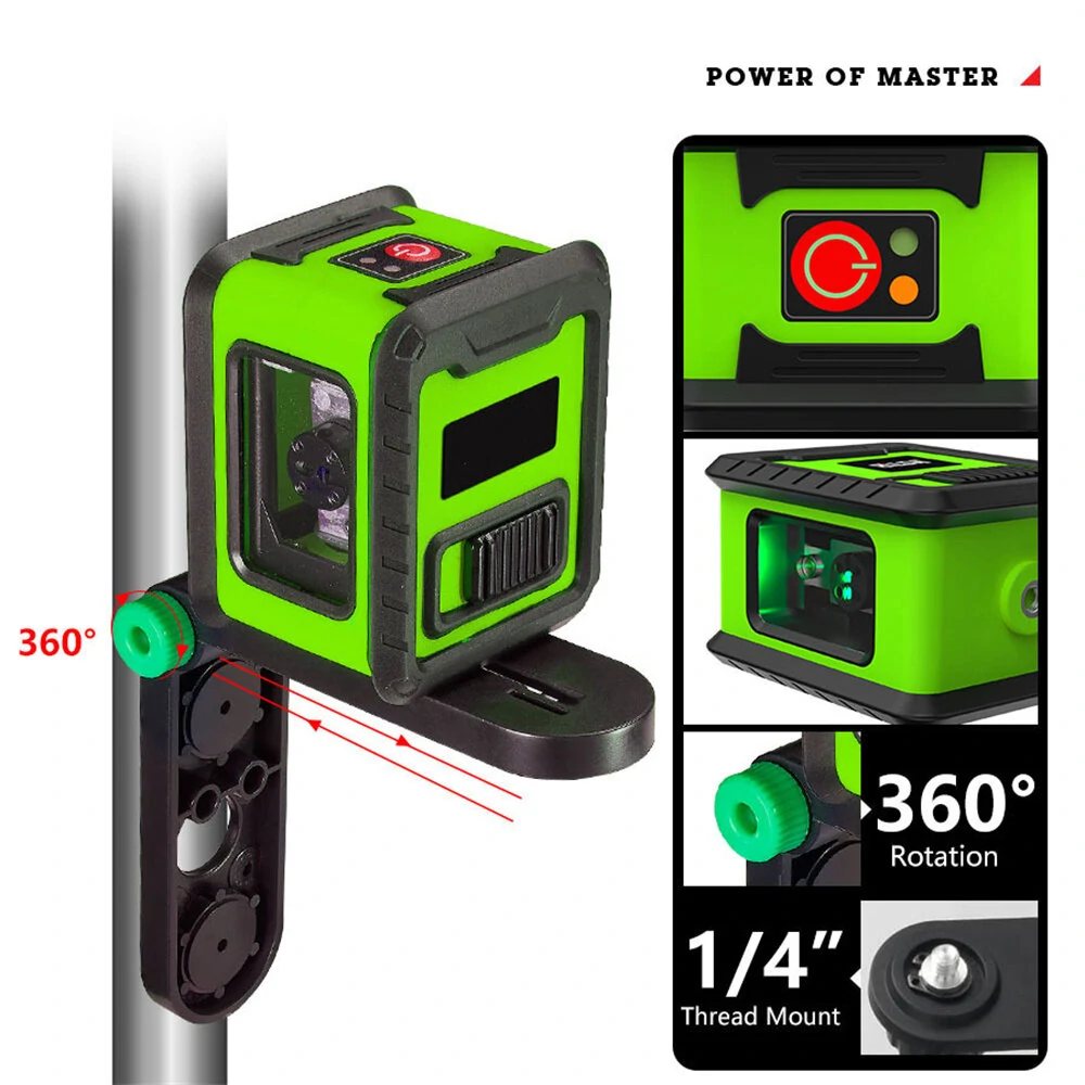 HILDA 2 Lines Green Laser Levels Mini Self Leveling 360° Horizontal Vertical Cross High-precision Gadgets for Carpet Hardwood Floor — view 6