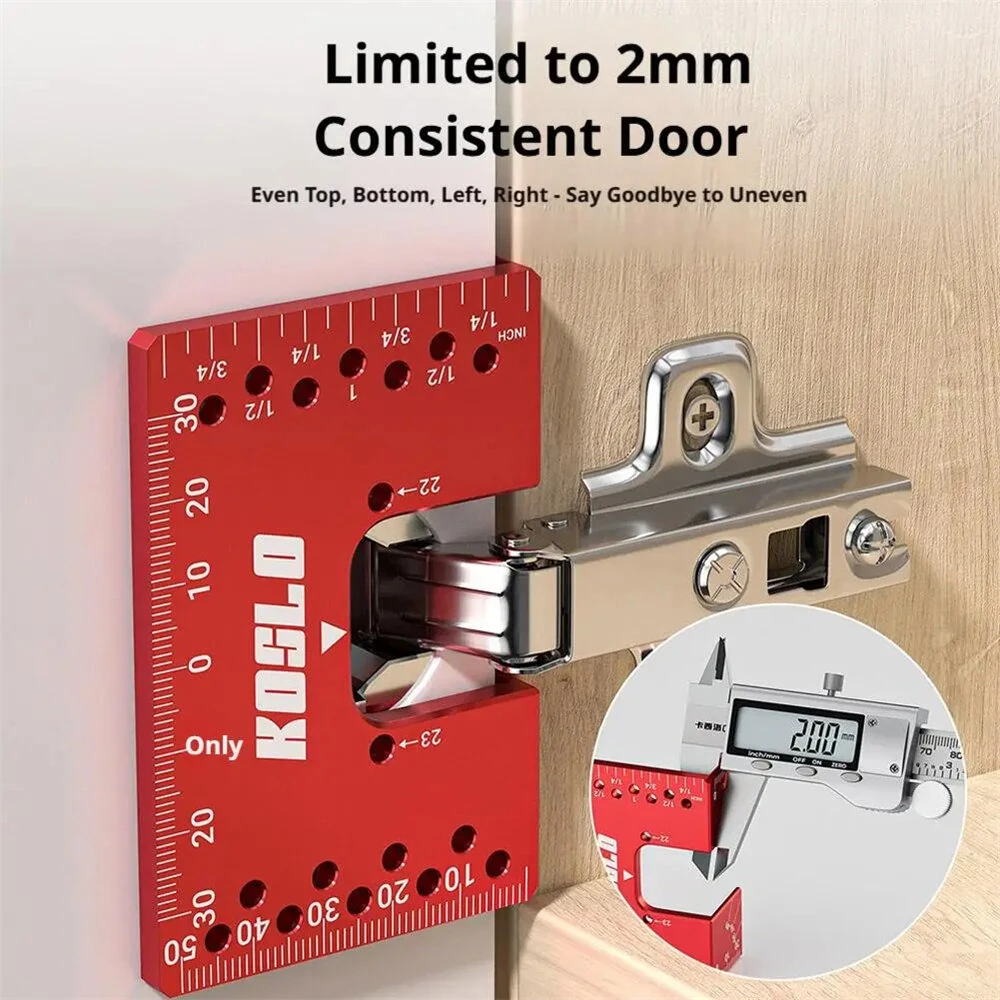 Hinge Installation Fixture Jig 22/23mm Standard Hinge Size 2mm Seam Spacing Aluminum Alloy Dual-Side Magnetic Positioning Multi-Hole 3mm Drilling Guide Compact 8x5.5x3cm — view 7