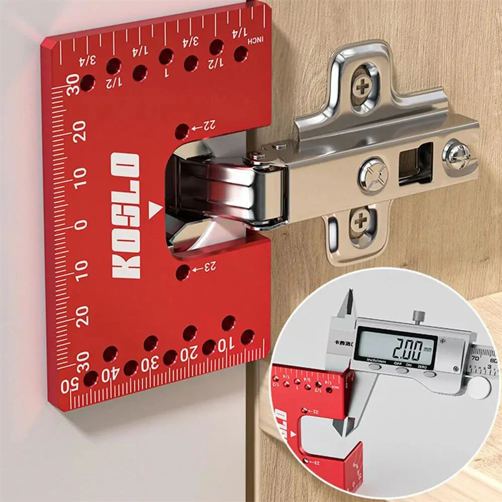 Hinge Installation Fixture Jig 22/23mm Standard Hinge Size 2mm Seam Spacing Aluminum Alloy Dual-Side Magnetic Positioning Multi-Hole 3mm Drilling Guide Compact 8x5.5x3cm — view 8