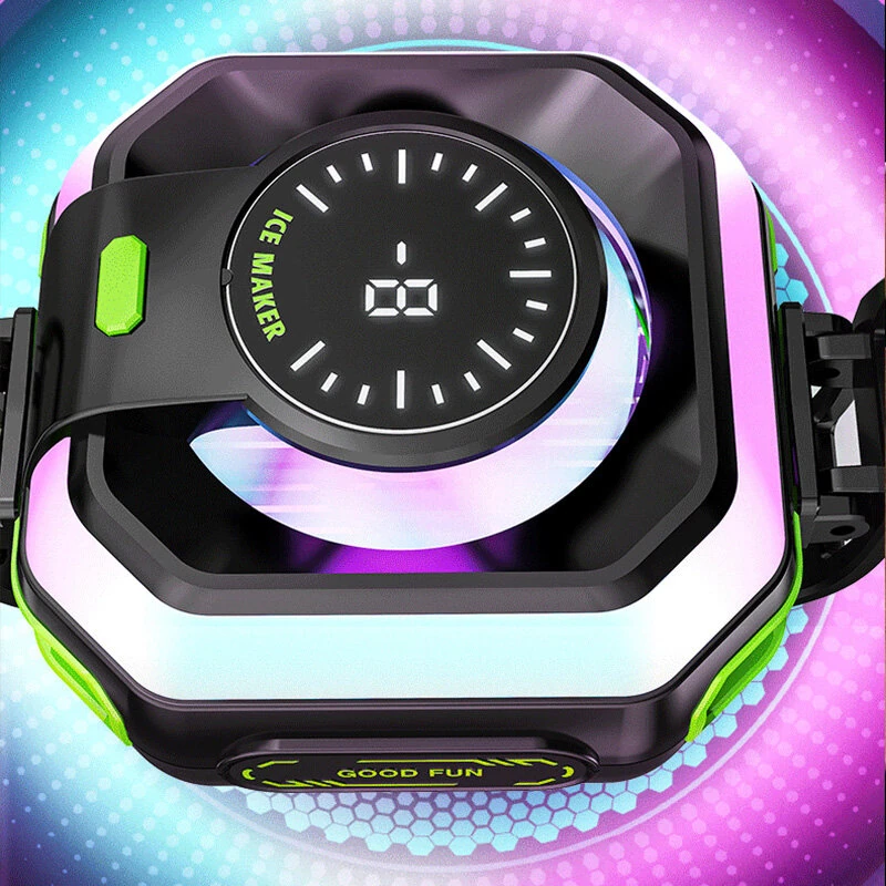 HK-5 Pro Semiconductor Phone Cooler Magnetic/Clip On AI Smart 3 Speed Cooling Real Time Temp Display RGB Light Gaming Radiator — view 2