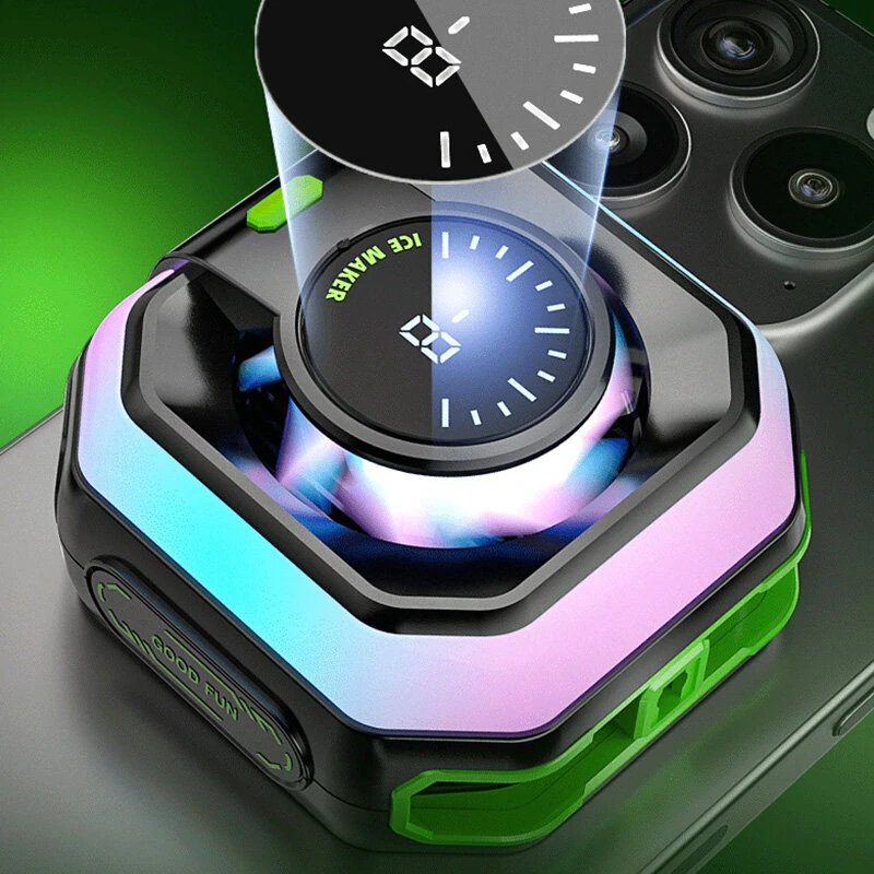 HK-5 Pro Semiconductor Phone Cooler Magnetic/Clip On AI Smart 3 Speed Cooling Real Time Temp Display RGB Light Gaming Radiator — view 5
