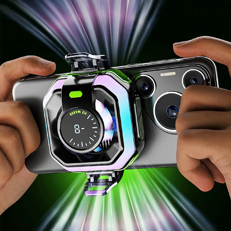 HK-5 Pro Semiconductor Phone Cooler Magnetic/Clip On AI Smart 3 Speed Cooling Real Time Temp Display RGB Light Gaming Radiator — view 6