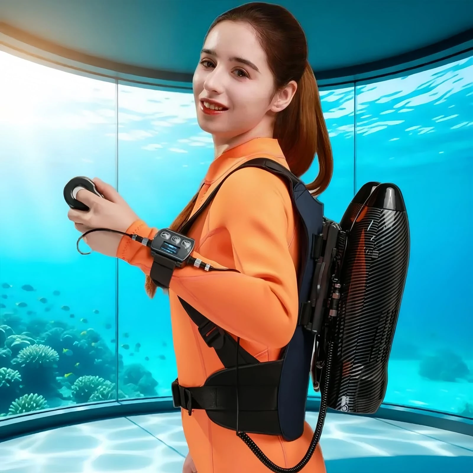 [HK Direct] CAMORO CM6-1 24V 650W/1300W Underwater Scooter Paddle Board Motor Support Single & Dual Unit with 2x4400mAh Batteries iSUP Mount Electric Thruster for Diving Snorkeling in Sea Lake Pool Kayak Boat Use — view 2