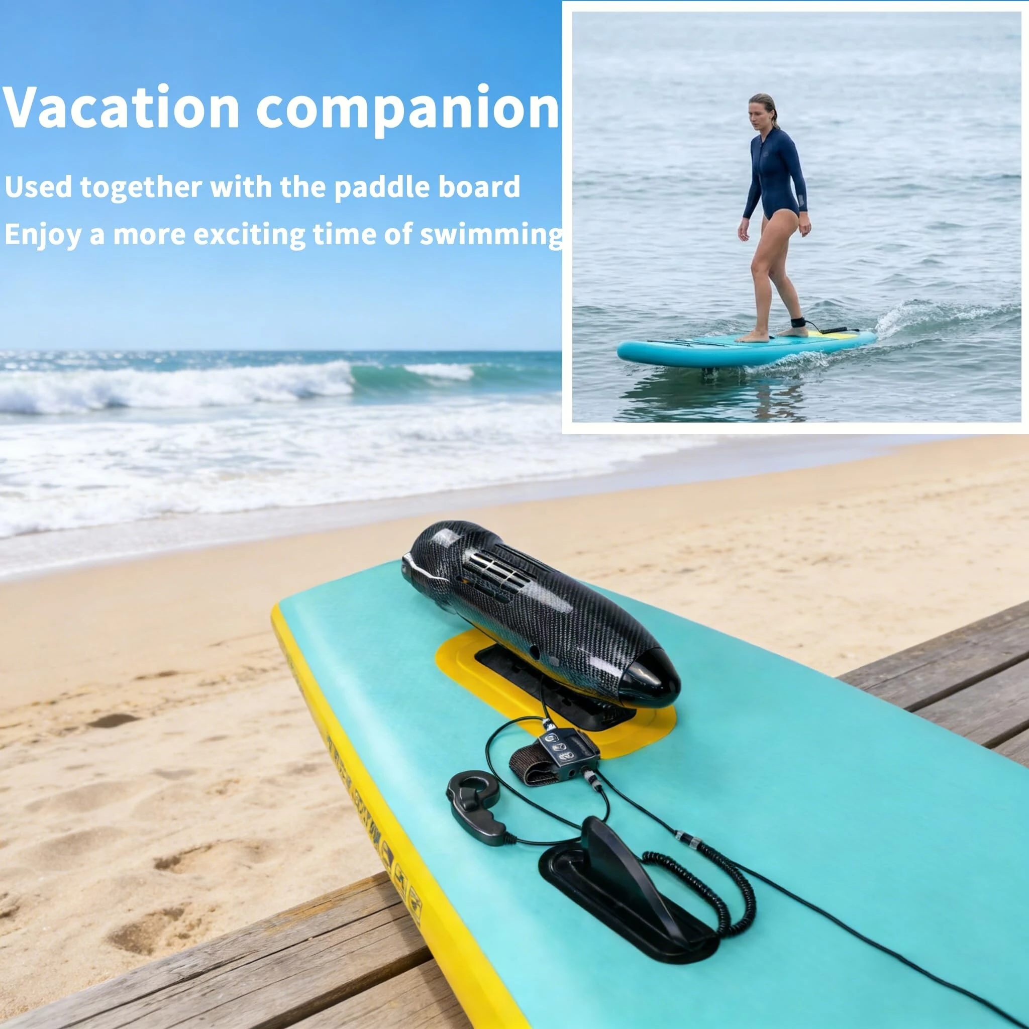 [HK Direct] CAMORO CM6-1 24V 650W/1300W Underwater Scooter Paddle Board Motor Support Single & Dual Unit with 2x4400mAh Batteries iSUP Mount Electric Thruster for Diving Snorkeling in Sea Lake Pool Kayak Boat Use — view 4