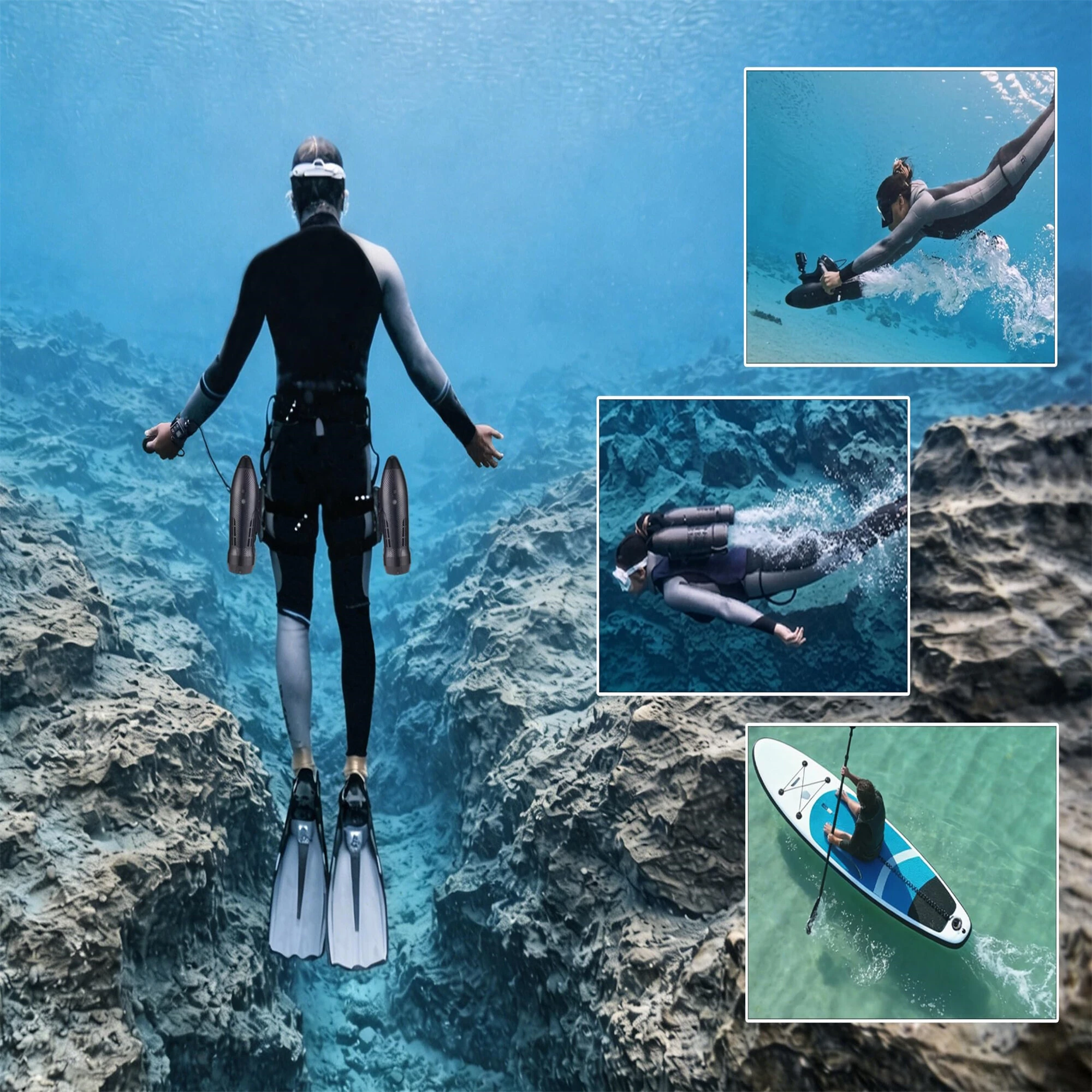 [HK Direct] CAMORO CM6-1 24V 650W/1300W Underwater Scooter Paddle Board Motor Support Single & Dual Unit with 2x4400mAh Batteries iSUP Mount Electric Thruster for Diving Snorkeling in Sea Lake Pool Kayak Boat Use — view 7