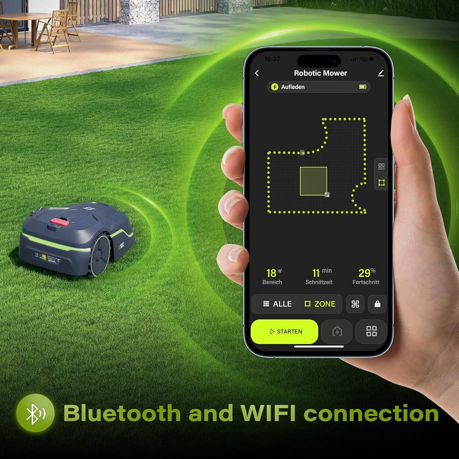 [HK DIRECT] SUNTEK i600 Robotic Lawn Mower with App Control For Lawns Up To 800m² Intelligent Mapping Handles 35% Slopes IPX5 Waterproof Automatic Recharging — view 4