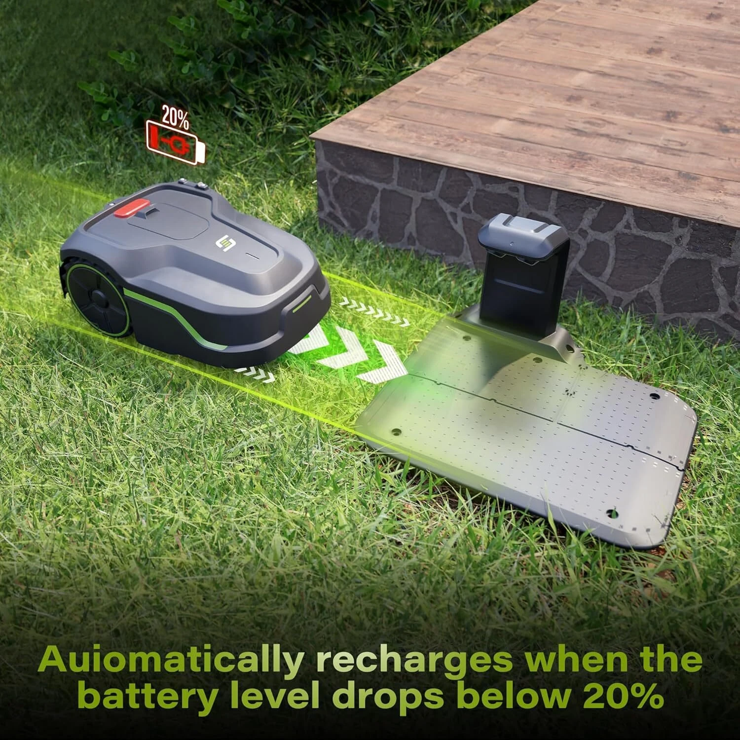 [HK DIRECT] SUNTEK i600 Robotic Lawn Mower with App Control For Lawns Up To 800m² Intelligent Mapping Handles 35% Slopes IPX5 Waterproof Automatic Recharging — view 6