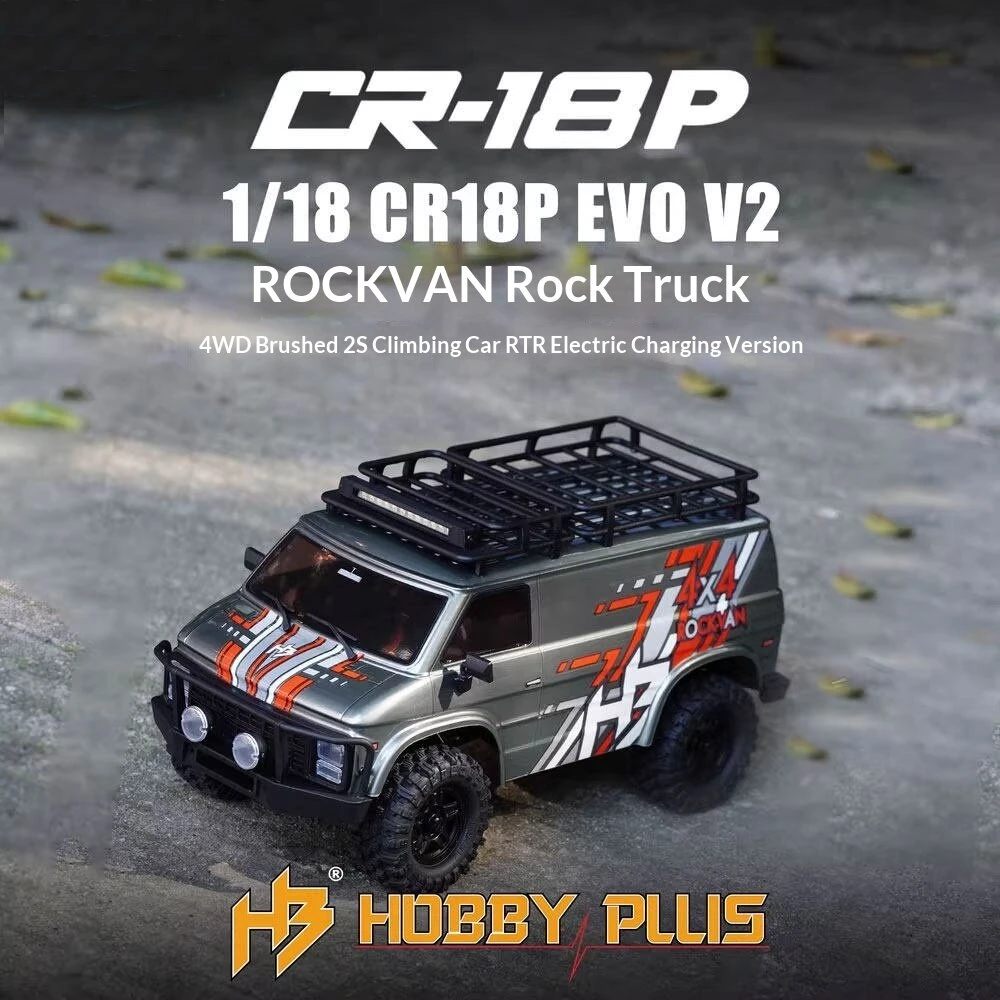 HOBBY PLUS CR18P EVO V2 Rock Van RTR 1/18 2.4G 4WD Brushed RC Car Two Speed Trail Crawler Mini Off-Road Climbing Truck Portal Axles Oil-Filled Shocks LED Light Electric Remote Control Vehicles Models Toys — view 6