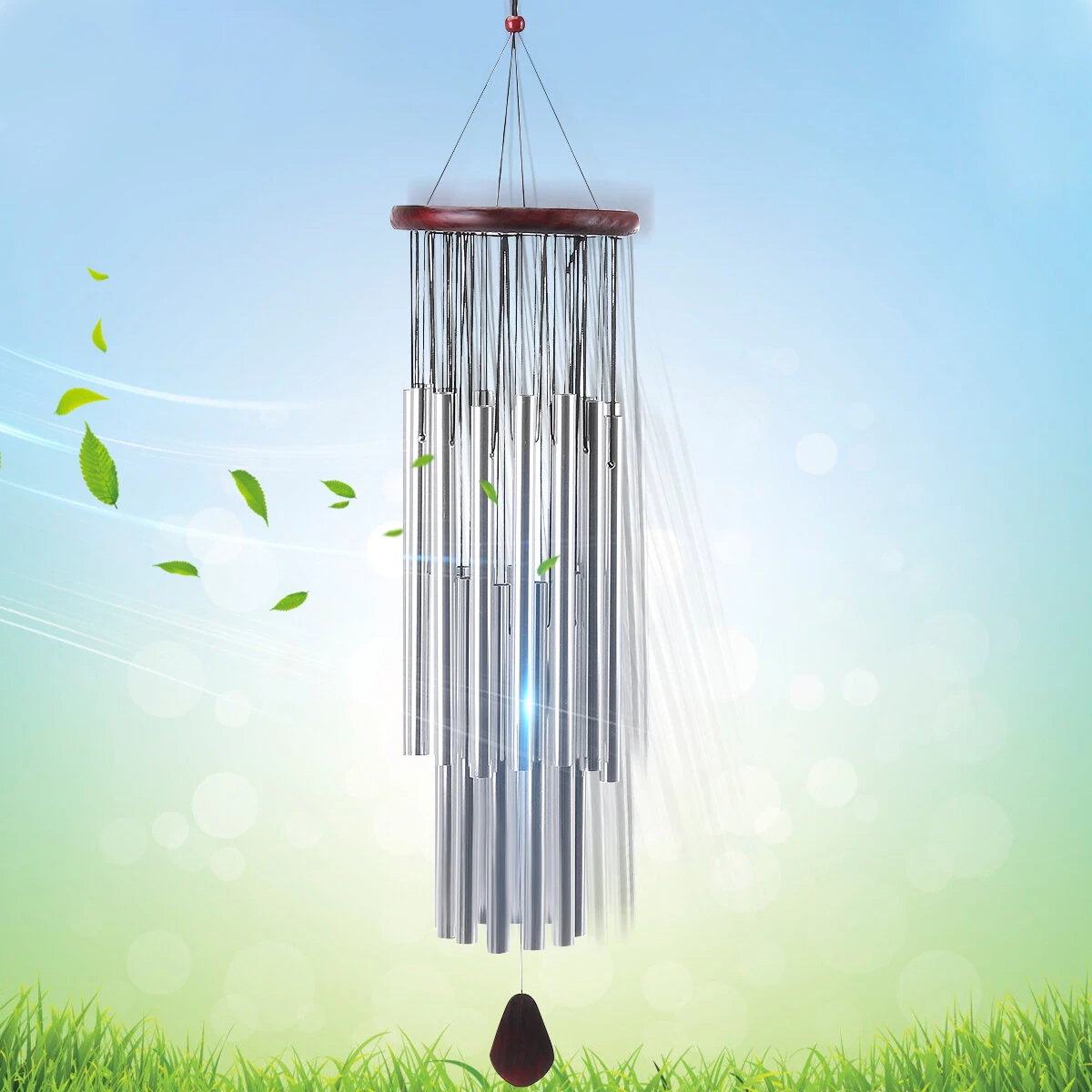 Home 27 Silver Tubes Wind Chimes Church Bells Hanging Decorations — view 3