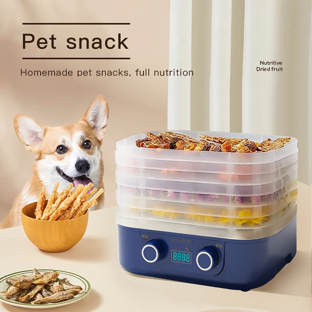HONGMEI 5 Layer Food Dehydrator with Dual Knobs 35-75°C Temperature Control 360° Hot Air Circulation Low Noise for Healthy Snacks Beef Jerky Herb Fruit Drying — view 7