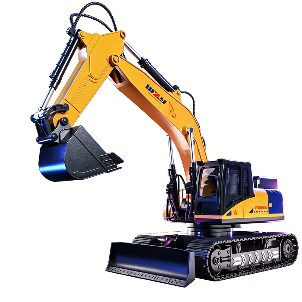 HR-720 12/15CH RC Excavator Car Truck Children's Engineering Floor Steering Wheel Remote Controlled Vehicle Toy Lights sound for boys — view 6