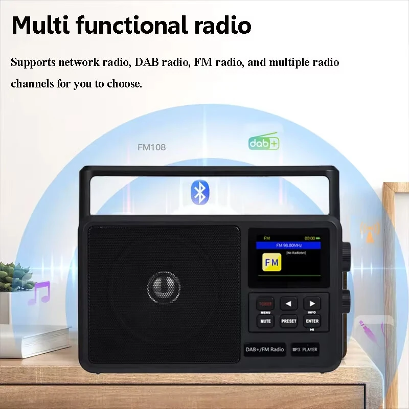 HRD CS-806 FM Radio Handheld Portable Radio Multi Function FM Radio WiFi DAB+ Wireless Radio Support Alarm Clock and Sleep Setting Support USB TF Card 3.5mm Audio Playback — view 2