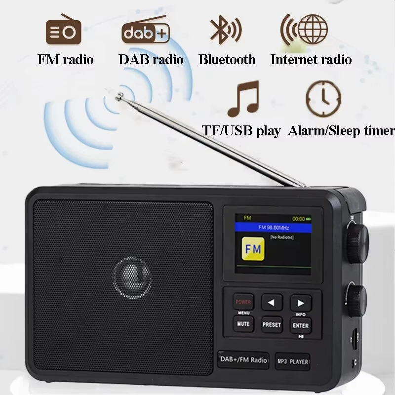 HRD CS-806 FM Radio Handheld Portable Radio Multi Function FM Radio WiFi DAB+ Wireless Radio Support Alarm Clock and Sleep Setting Support USB TF Card 3.5mm Audio Playback — view 3