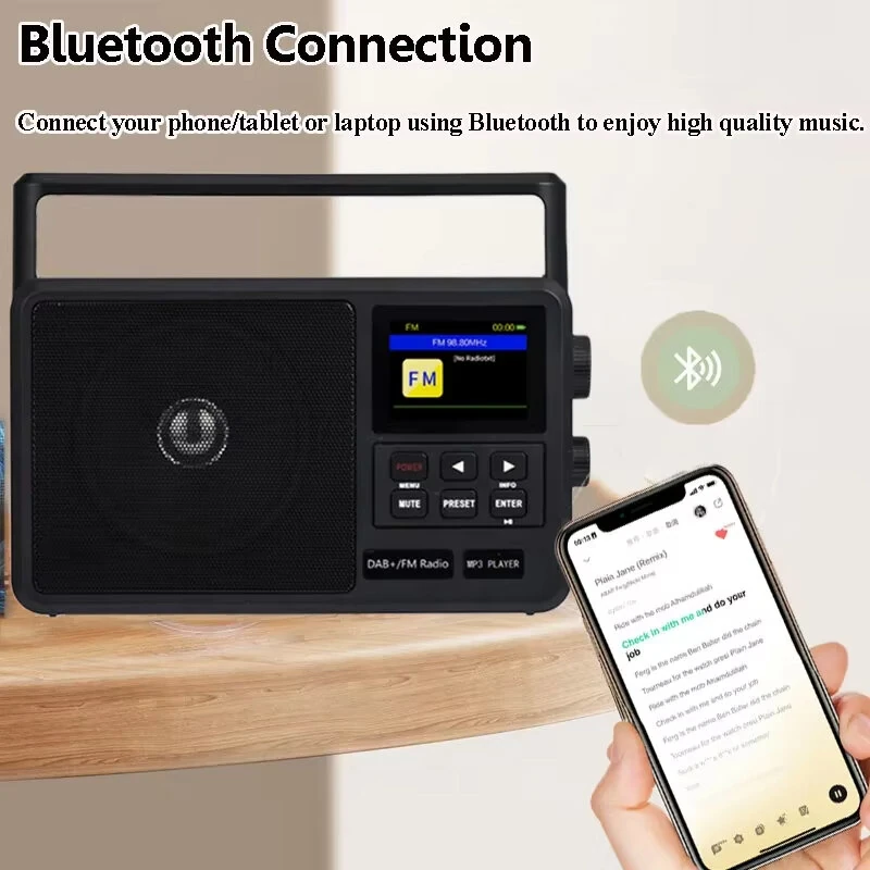 HRD CS-806 FM Radio Handheld Portable Radio Multi Function FM Radio WiFi DAB+ Wireless Radio Support Alarm Clock and Sleep Setting Support USB TF Card 3.5mm Audio Playback — view 4