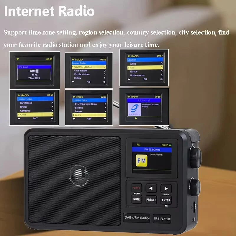 HRD CS-806 FM Radio Handheld Portable Radio Multi Function FM Radio WiFi DAB+ Wireless Radio Support Alarm Clock and Sleep Setting Support USB TF Card 3.5mm Audio Playback — view 5