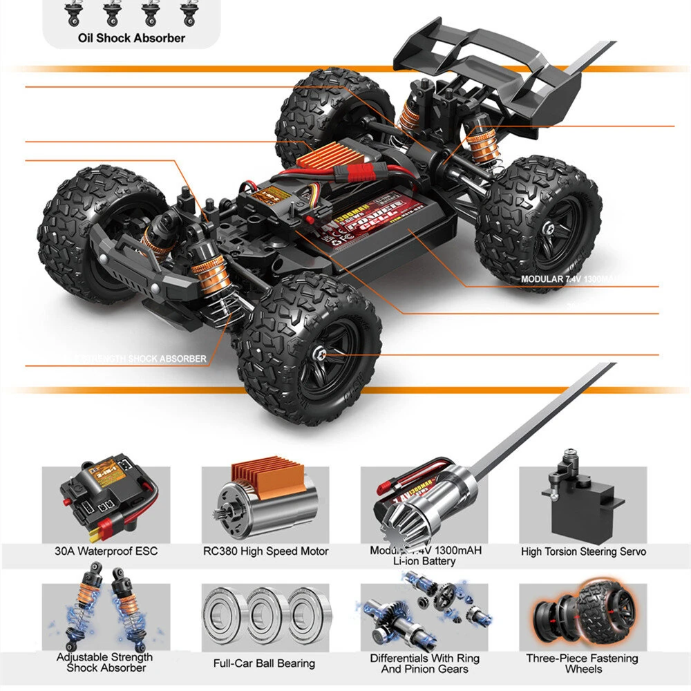 HS 18-61/HS18-62 TSUNAMI RTR 1/18 2.4G 4WD 36km/h RC Car High Speed Off-Road Truck LED Light Full Proportional Remote Control Vehicles Models Toys — view 5
