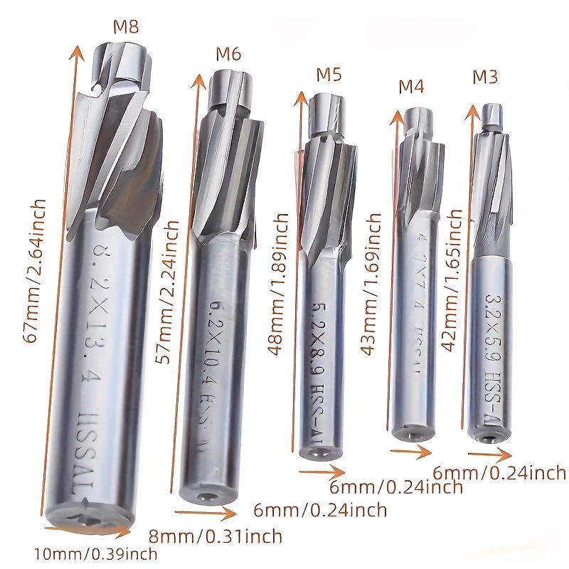 HSS-AL Countersink End Mill Set M3 M4 M5 M6 M8 High Speed Precision Milling Cutter for Metal Wood Machining Copper Aluminum — view 6